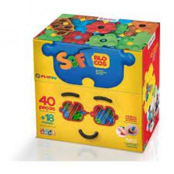 BLOCOS DE MONTAR MACIOS -  SOFT BLOCOS COM 40 PCS PLAYOU