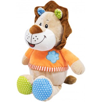 LEÃO DE PELÚCIA COLORIDO SENTADO 27CM 